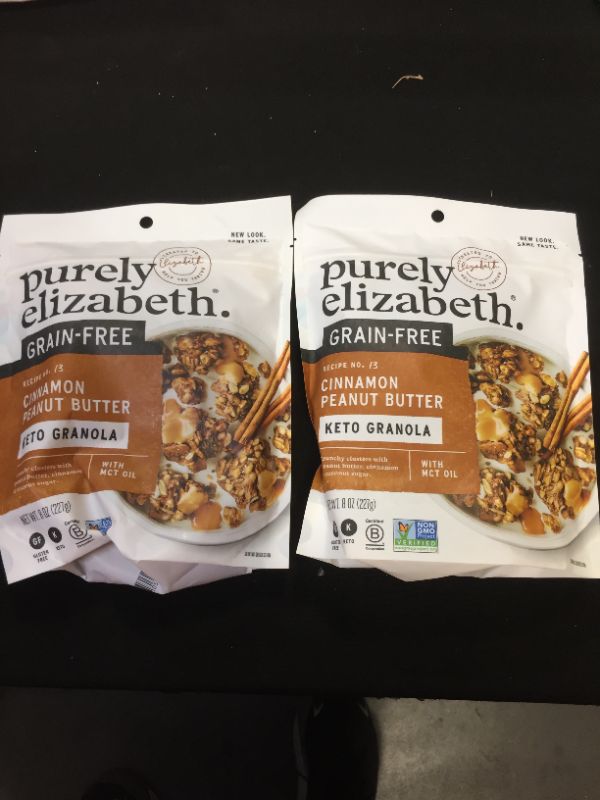 Photo 2 of 2 PACK-- purely elizabeth Granola Peanut Butter Collagen Grain Free, 8 Oz Cinnamon Peanut Butter 8 Ounce (Pack of 1)- BEST BY- 11/24/2023