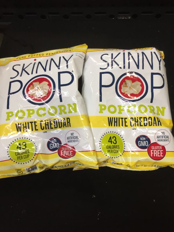 Photo 2 of 2 PACK--SkinnyPop White Cheddar Popcorn, Skinny Pop, Healthy Popcorn Snacks, Halloween Snacks for Kids, Gluten Free, 4.4oz Grocery Sized Bag White Cheddar 4.4oz (1 Bag)- BEST BY- 10/26/2023