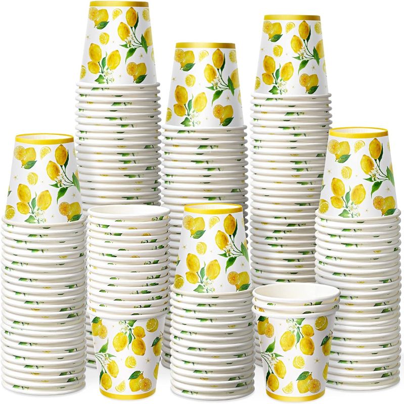 Photo 1 of 1500 Pack 3oz Paper Cups, Disposable Bathroom Cups, Mouthwash Cups Bulk, Mini Drinking Cups for Bathroom, Parties, Picnics, Barbecues, Traveling and Events, 88.75ml (Lemon)
