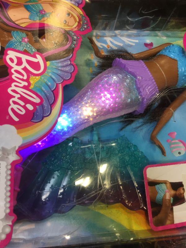 Photo 3 of Barbie Dreamtopia Doll, Mermaid Toy with Water-Activated Light-Up Tail, Purple-Streaked Hair & 4 Colorful Light Shows Modern Multicolor