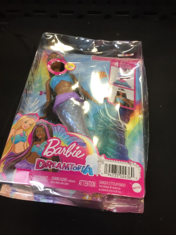 Photo 2 of Barbie Dreamtopia Doll, Mermaid Toy with Water-Activated Light-Up Tail, Purple-Streaked Hair & 4 Colorful Light Shows Modern Multicolor