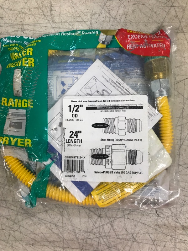 Photo 2 of 1/2 in. MIP x 1/2 in. MIP x 24 in. Gas Connector (1/2 in. OD) w/Safety+Plus2 Thermal Excess Flow Valve (85,000 BTU)