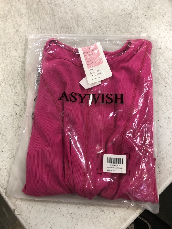 Photo 1 of ASYWISH WOMENS LONG SLEEVE CROP TOPY2K TIGHT FIT SHIRT CREW NECK CROPPED TSHIRTS WITH THUMB HOLES MEDIUM 