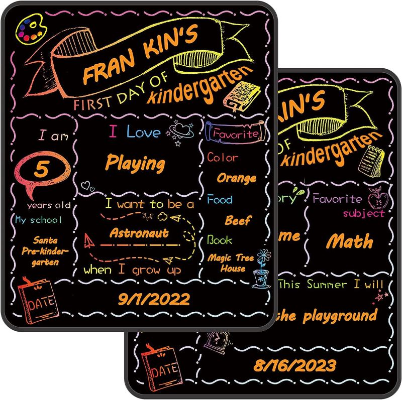 Photo 1 of First & Last Day of School Chalkboard, 12 x 10 Inch Double Sided Back to School Sign for Kids/Girls/Boys, Reusable Wooden 1st Day of Preschool/Kindergarten Photo Props
2 PACK 