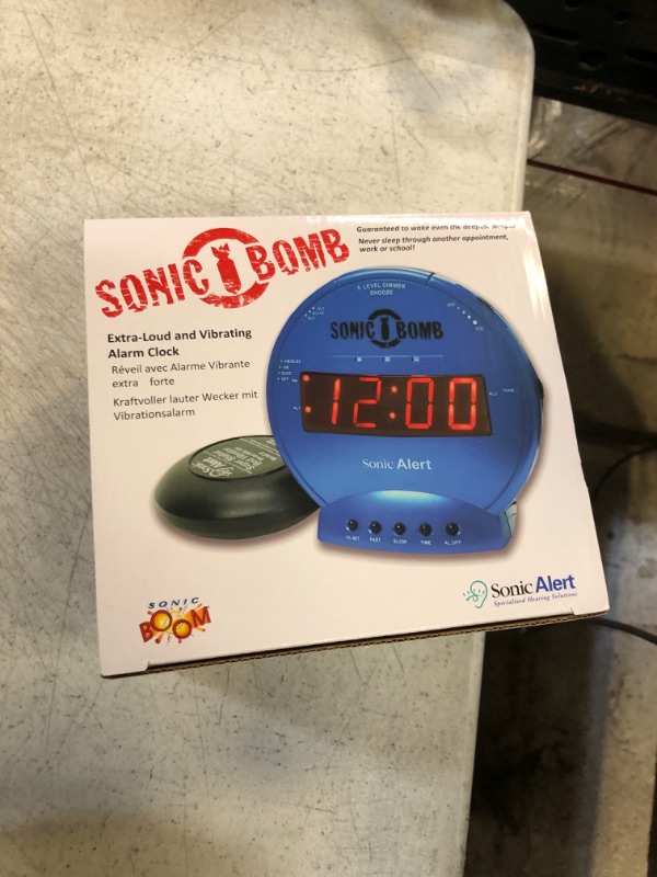 Photo 2 of Sonic Alert Sonic Bomb Dual Alarm Clock with Bed Shaker, Pink Vibrating Alarm Clock Heavy Sleepers, Battery Backup | Wake with a Shake