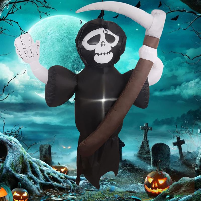 Photo 1 of 5.3 FT Grim Reaper Halloween Inflatable Clearance Outdoor Scary Decorations Yard LED Blow Ups Decor