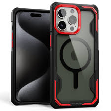 Photo 1 of ULTIMAL Case Designed for iPhone 15 Pro Max 6.7 Inch, Rugged Military Cover with Slim Lightweight Sporty Design, Heavy Duty Bumper Case Compatible with Magsafe (Black/Red)
