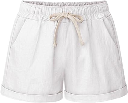 Photo 1 of XinYangNi Women's Elastic Waist Casual Comfy Cotton Beach Shorts with Drawstring SIZE XL 