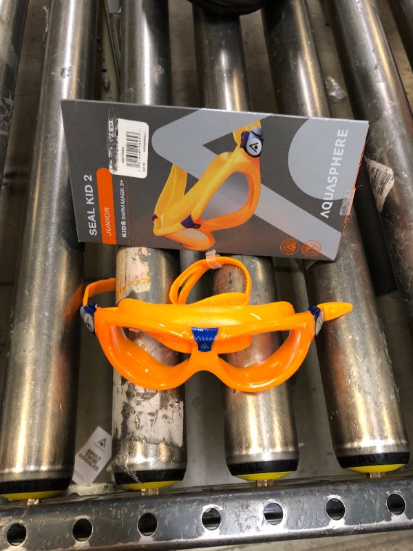 Photo 2 of Aquasphere SEAL Kids (Ages 3+) Swim Goggles, Made in ITALY - Wide Vision, Comfort, E-Z Adjust, Anti Scratch & Fog, Leak Free Swim Goggles Clear Lens, Orange/Blue Frame