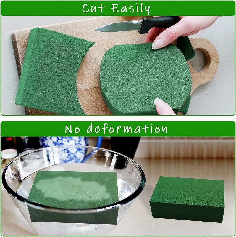 Photo 1 of 2Pcs Floral Foam Blocks,Prashent Green Wet Dry Flower Foam Plant Foam for Fresh & Artificial Flower Arrangements DIY Craft