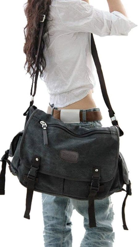 Photo 1 of [Upgraded] Vintage Canvas Messenger Bag Large Book Laptop Shoulder Bag Women Men New
