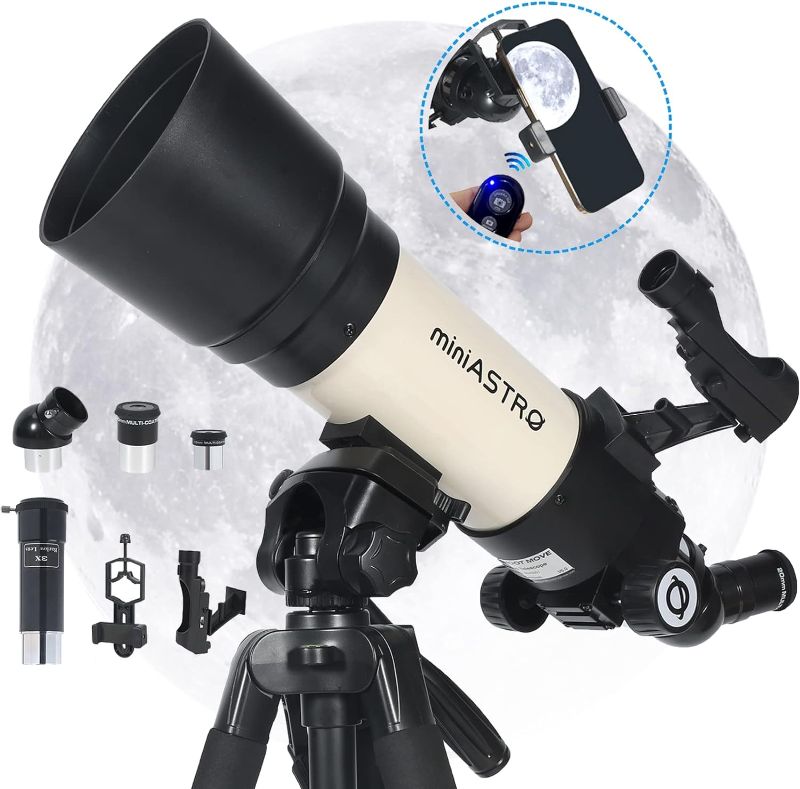 Photo 1 of 80mm Refractor Telescope for Adults Astronomy - Professional Astronomical Telescope for Beginners Viewing Planets- Portable and Powerful Telescopes with Adjustable Tripod, Phone Adapter, Easy to Use

