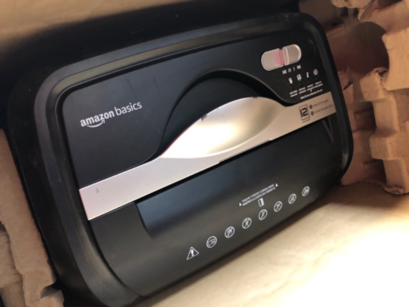 Photo 1 of Amazon Basics 12-Sheet Cross-Cut Paper and Credit Card Home Office Shredder 12 Sheet Shredder