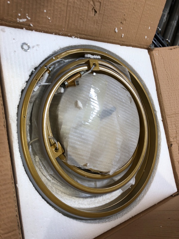 Photo 1 of Becailyer Modern LED Ceiling Lamp, 106W Flush Mount Ceiling Light with 6 Ring Circle, Gold Acrylic Chandelier Light Fixtures for Living Room Bedroom Kitchen, 6000K Cool White 6 Rings-6000k