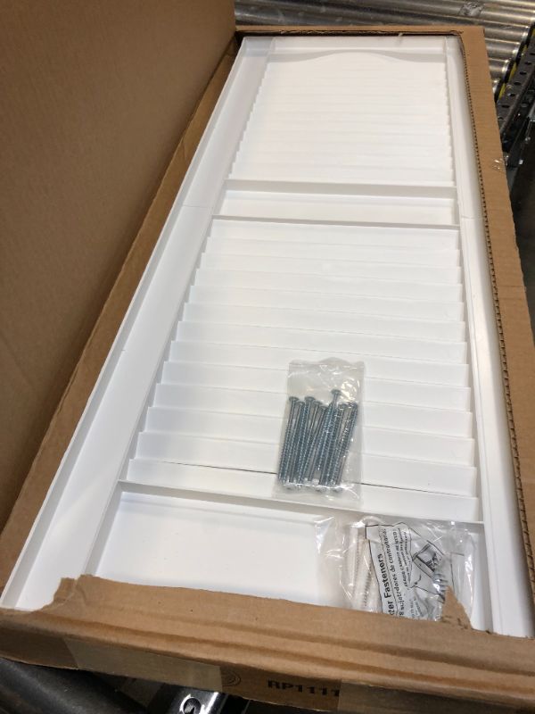 Photo 2 of 12 in. x 36 in. Open Louver Shutter Bright White #117
