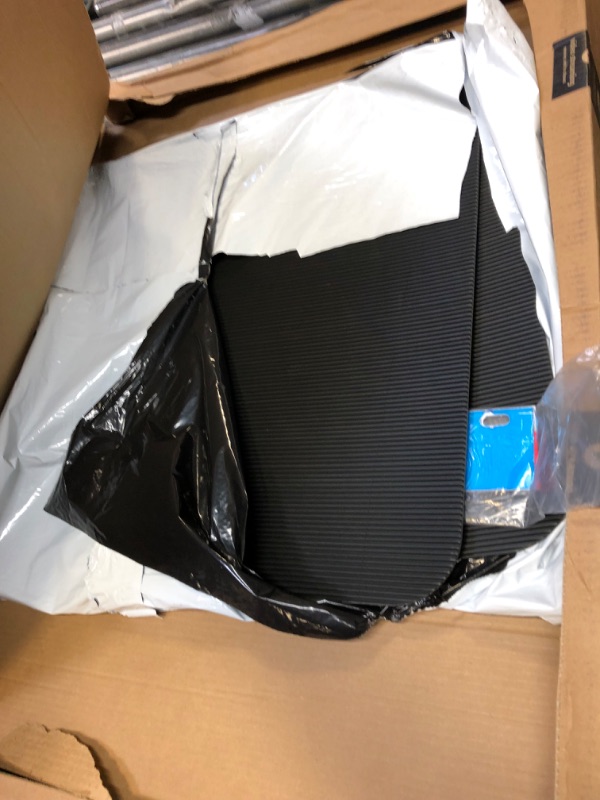 Photo 2 of ASTAMOTOR 2PCS 24 x 24 inch Black Polymer Mud Flaps and 2PCS Mud Flap Reflector Reflective Tape Fit for Semi Trucks Trailers