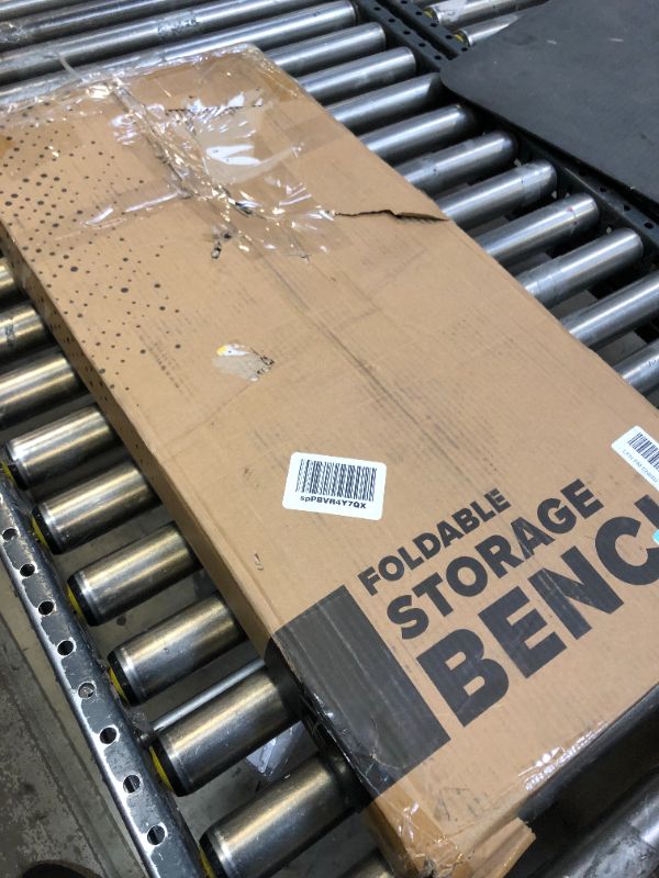 Photo 1 of Storage Ottoman Bench with Storage Bins, 30-In Storage Bench for Bedroom End of Bed, Folding Foot Rest Ottoman with Storage for Living Room, Storage Chest Max 660lbs, Linen Fabric Grey Ottoman