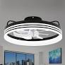 Photo 1 of 20in. LED Indoor Black Bladeless Low Profile Ceiling Fan Flush Mount Smart App Remote Control Dimmable Lighting
