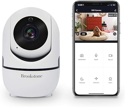 Photo 1 of Brookstone Tilt and Pan WiFi Camera, White - Smart Home Security System with Night Vision, Motion Detector, Audio Speaker, Android/iOS App, and Live HD Video Feed 2 PACK 
