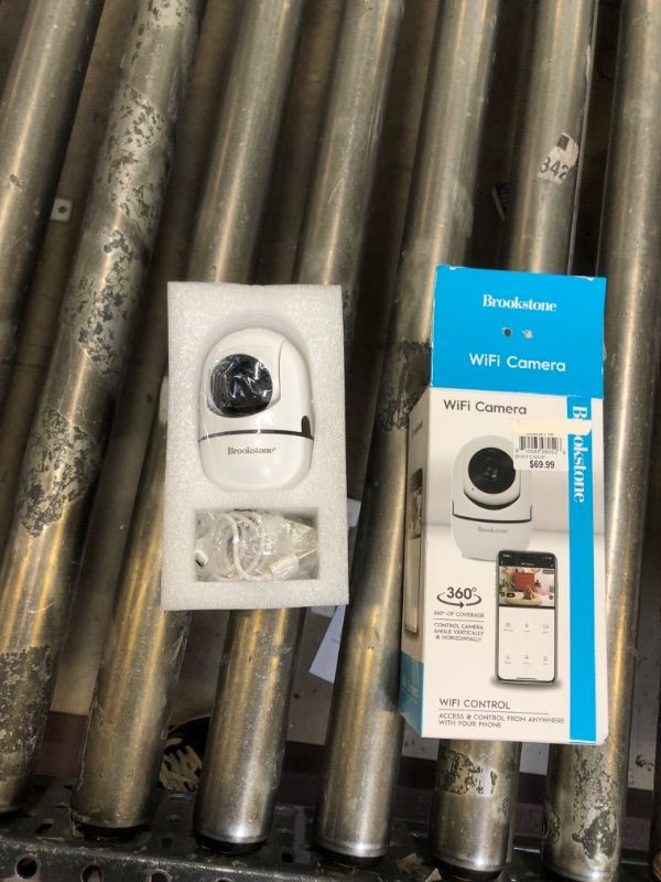 Photo 1 of Brookstone Tilt and Pan WiFi Camera, White - Smart Home Security System with Night Vision, Motion Detector, Audio Speaker, Android/iOS App, and Live HD Video Feed