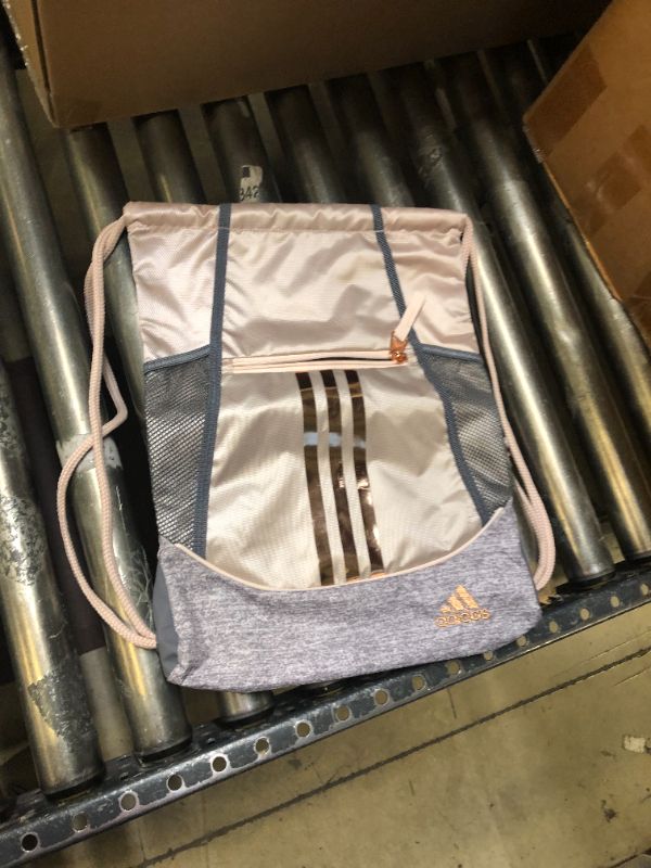 Photo 2 of adidas Alliance II Sackpack Wonder Taupe Beige/Jersey Grey/Rose Gold One Size
