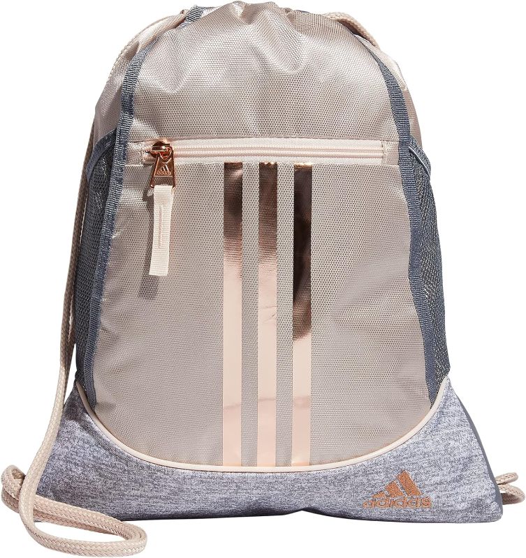 Photo 1 of adidas Alliance II Sackpack Wonder Taupe Beige/Jersey Grey/Rose Gold One Size
