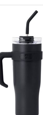 Photo 1 of Wellness 40 oz. Stainless Steel Double Wall Tumbler With Handle - BLACK
