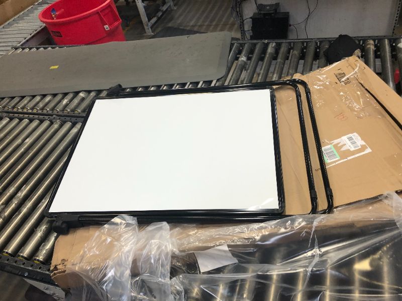 Photo 3 of VIZ-PRO Double-Sided U-Stand Whiteboard, Magnetic Portable Dry Erase Easel Board, 28 X 36 Inches Black, Aluminum Frame