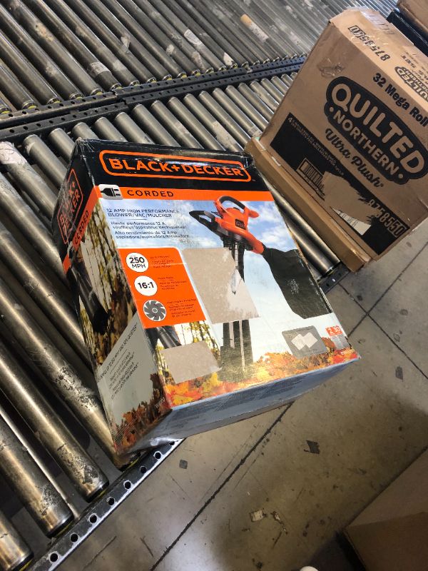 Photo 1 of BLACK+DECKER Leaf Blower & Leaf Vacuum, 3-in-1, 12-Amp, 250-MPH, 400-CFM (BV6000)