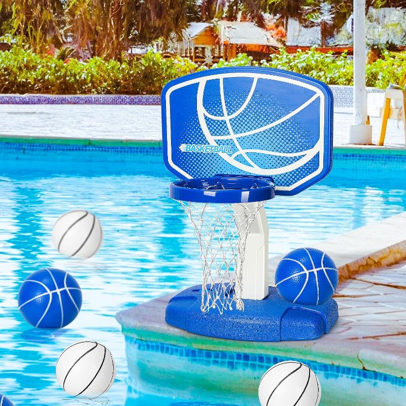 Photo 1 of TOY Life Mini Pool Basketball Hoop for Kids 16x12x27 inches 6 Swimming Pool Basketball Ball Toys Water Basketball Pool Basketball Hoop Poolside Swimming Pool Toys Party Pool Games for Kids 3-12
