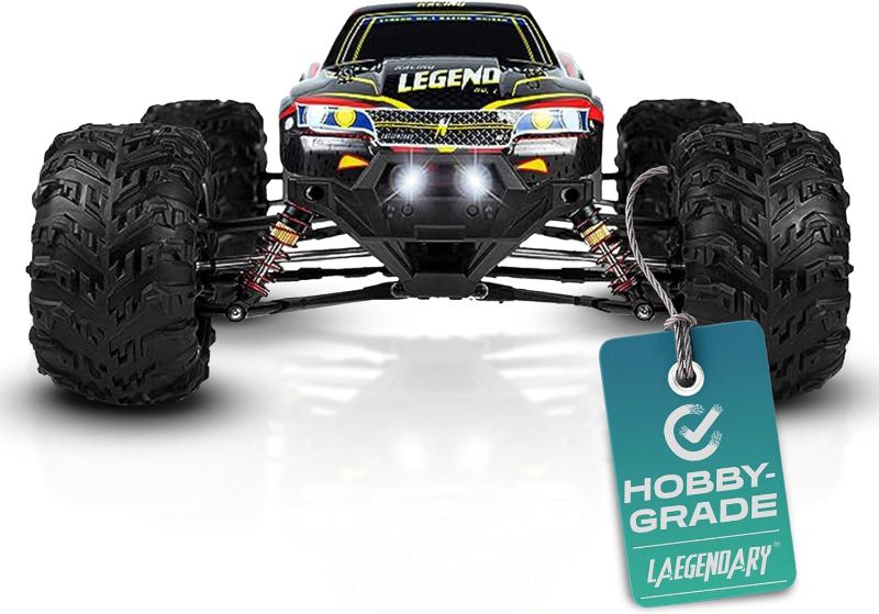 Photo 1 of LAEGENDARY Fast RC Cars for Adults and Kids - 4x4, Off-Road Remote Control Car - Battery-Powered, Hobby Grade, Waterproof Monster RC Truck - Toys and Gifts for Boys, Girls and Teens Red - Yellow Red Yellow Up to 31 mph