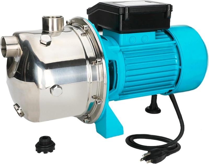 Photo 1 of 1.6HP Shallow Well Pump, 1320GPH Garden Pump, 110V Stainless Steel Shallow Well Jet Pump, Automatic Water Booster Irrigation Pump, Water Transfer Draining Irrigation Pump for Home, Garden, Lawn
