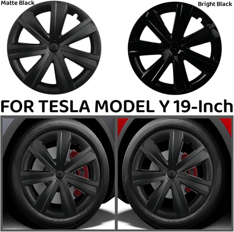 Photo 1 of 4PCS Hub Cap Wheel Cap Automobile Hubcap Full Rim Cover Accessories Compatible for 19 Inch Model Y 2018-2023 (Color : Matte Black)
