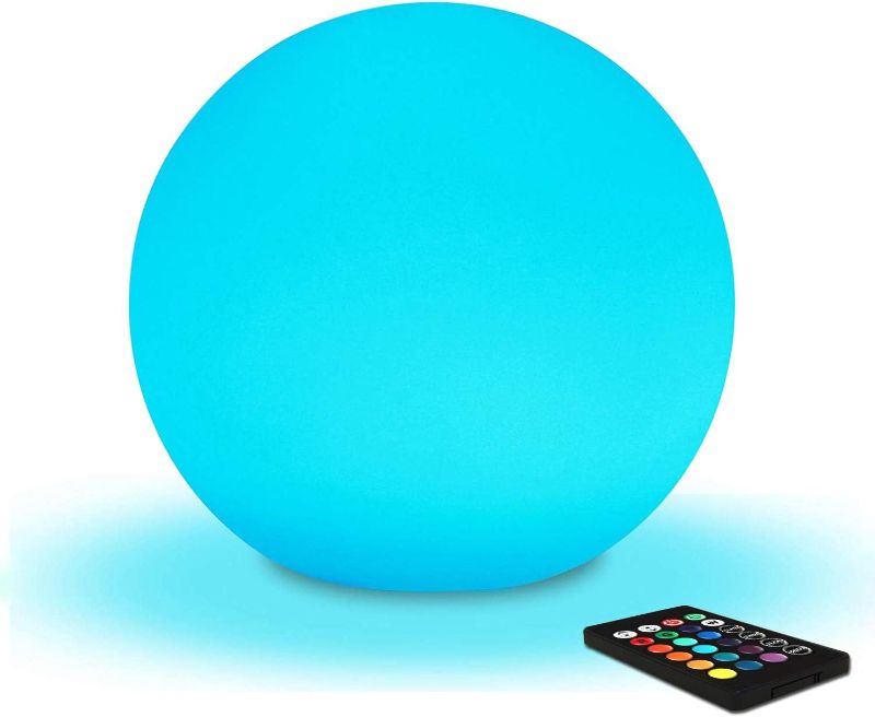 Photo 1 of 14-Inch LED Ball Light, Decorative Orb Light, Color Changing Sphere Lamp | Rechargeable, Remote Control, IP65 Waterproof, Outdoor & Indoor
