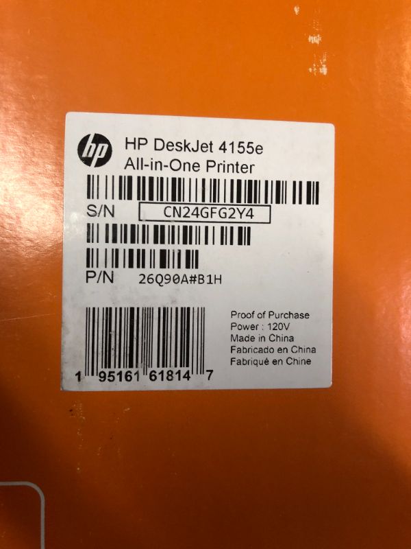 Photo 4 of HP DeskJet 4155e Wireless Color Inkjet Printer, Print, scan, copy, Easy setup, Mobile printing, Best-for home, Instant Ink with HP+,white
