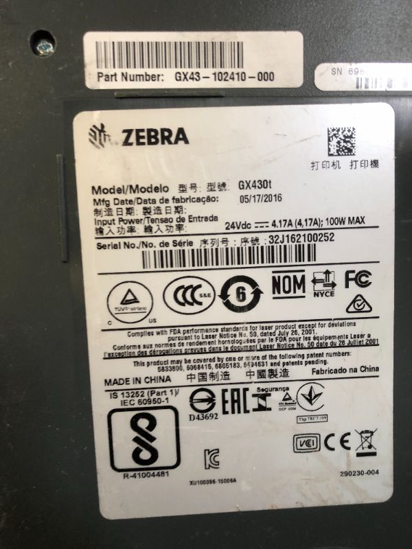 Photo 3 of Zebra - GX430t Thermal Transfer Desktop Printer for Labels, Receipts, Barcodes, Tags, and Wrist Bands - Print Width of 4 in - USB, Serial, Parallel, and Ethernet Connectivity (Renewed)