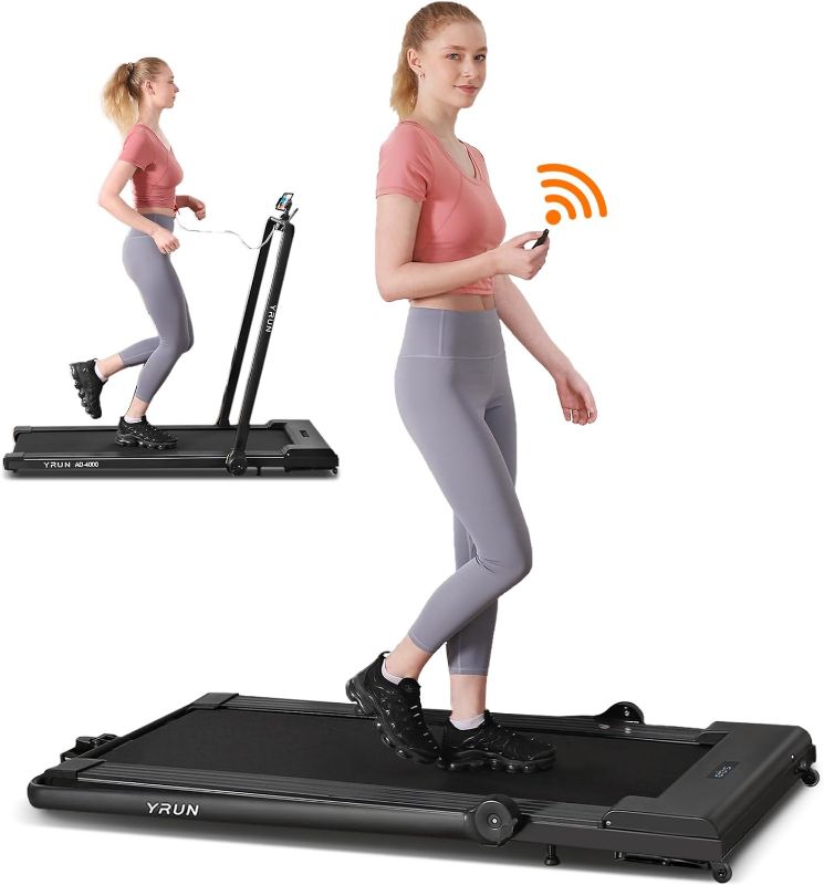 Photo 1 of YRUN Under Desk Treadmill, 2 in 1 Portable Folding Treadmill, 3.0HP Brushless Motorized Electric Walking Treadmill, Larger Running Area, Small Mini Walking Pad Running Machine for Home Office
