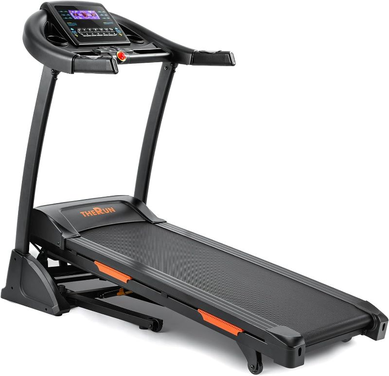 Photo 1 of THERUN Incline Treadmill, Treadmill for Running and Walking, 300 lbs Weight Capacity Folding Treadmill with 0-15% Auto Incline, Wide Belt, 3.5HP, App, Heart Rate, Black
