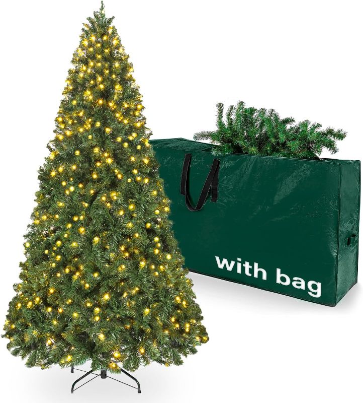 Photo 1 of 7d24hcare 6.5ft Pre-lit Christmas Tree, Spruce Artificial Christmas Tree with Warm White Lights, Xmas Tree with Storage Bag and Metal Stand for Indoor and Outdoor Holiday Decoration
