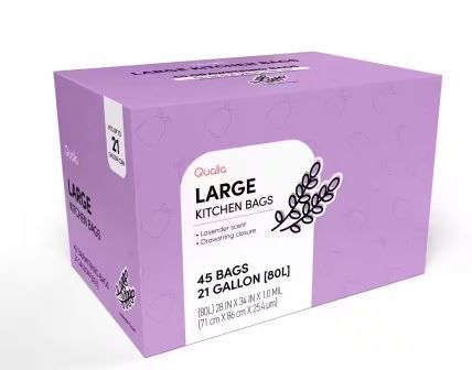 Photo 1 of 21 Gal./80 l Lavender Scented Drawstring Closure Trash Bags Liners (45-Count)
