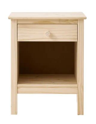 Photo 1 of 1-Drawer Unfinished Natural Pine Wood Nightstand (25 in. H x 20 in. W x 16.5 in. D)
