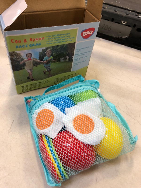 Photo 2 of BOHS Egg and Spoon Race Game Set with Yolk - Outdoor Lawn Relay Game for Kids - Field Day Party Favors Toy