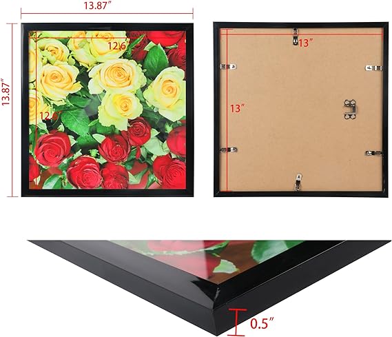 Photo 1 of 4pack 13 by 13 Picture Frame Without Mat 13x13 Record Album Frame Black 