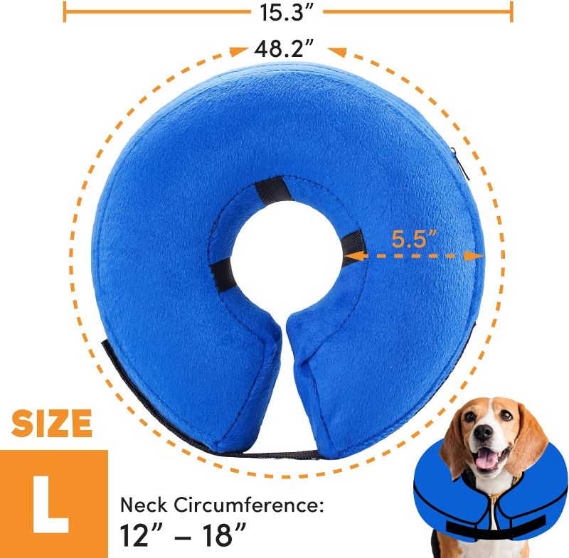 Photo 3 of 2 Packs Blue Small and X-Small (Soft Cone Collar After Surgery - Inflatable Cone Collar for Cats - Inflatable Donut Collar for Dogs Neck - Elizabethan Collar for Dogs Recovery - Alternative to Cone)