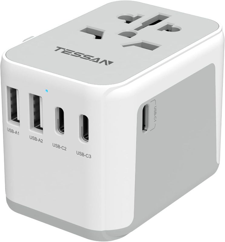 Photo 3 of Universal Travel Adapter, TESSAN International Plug Adapter, 5.6A 3 USB C 2 USB A Ports, All-in-one Travel Charger Outlet Converter for Europe UK EU AUS (Type C/G/A/I)
Visit the TESSAN Sto