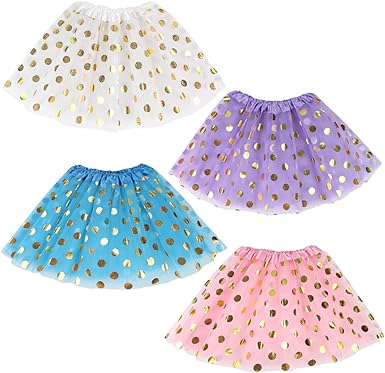 Photo 1 of Koogel 4 PCS Tutu for 2 to 5 Years Old Girls, 2-Layer Dress Up Tutu Polka Dot Assorted Colors Skirts Ballet Skirts for Dress Up Game Birthday Party Halloween Costume