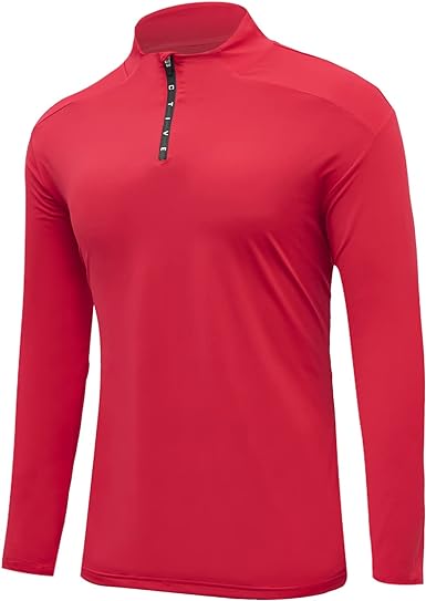 Photo 1 of FRTCV Mens Shirts Quarter Zip – Long Sleeve Workout T Shirts Athletic Golf Tshirt Quick Dry Running Top T-Shirts