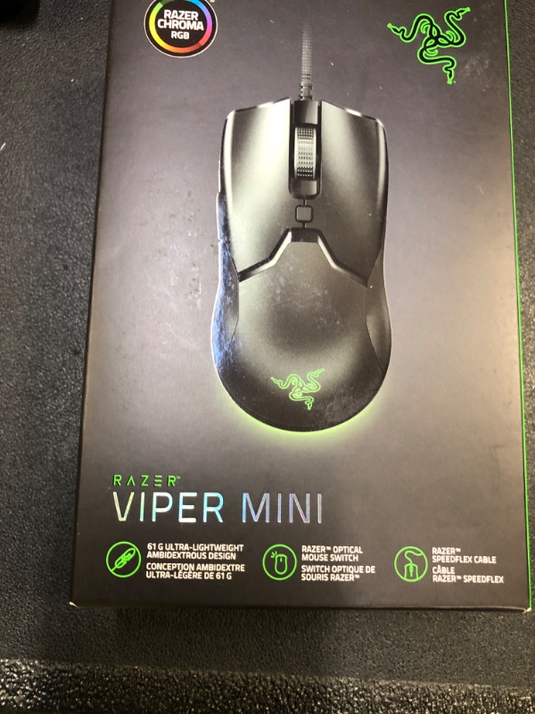 Photo 1 of Razer Viper Mini Ultralight Gaming Mouse: Fastest Gaming Switches - 8500 DPI Optical Sensor - Chroma RGB Underglow Lighting - 6 Programmable Buttons - Drag-Free Cord - Classic Black
