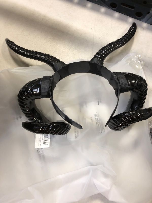 Photo 2 of PYLYFE Maleficent Horns Headband Halloween-Devil-Horns-Headbands for Women- Black Demon Horns & Goat Horns