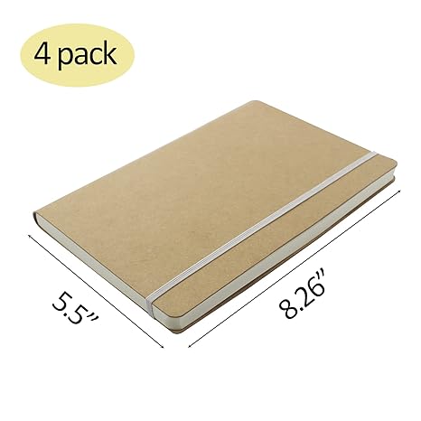 Photo 2 of zmybcpack 4 Pack 8.26”x5.5” A5 Blank Journal Notebook, Blank NoteBook with Elastic Closure, Blank Sketch Notebooks